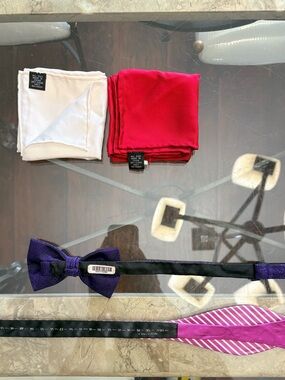 Men’s Formal Bundle Bow Ties + Pocket Squares Pink Purple Silk Set